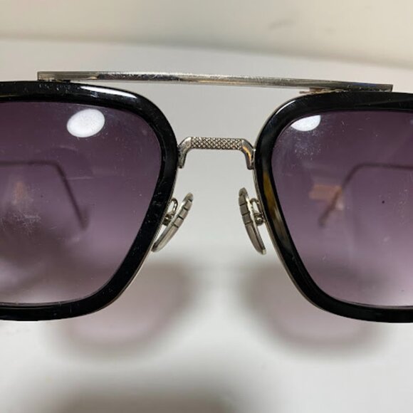 Unisex Black/Silver Aviator Square Sunglasses Medium - Picture 8 of 9